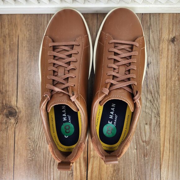 Cole Haan Grand Plus Crosscourt Mens Sz 8 M British Tan Leather Shoes Low C36924 - Picture 5 of 9